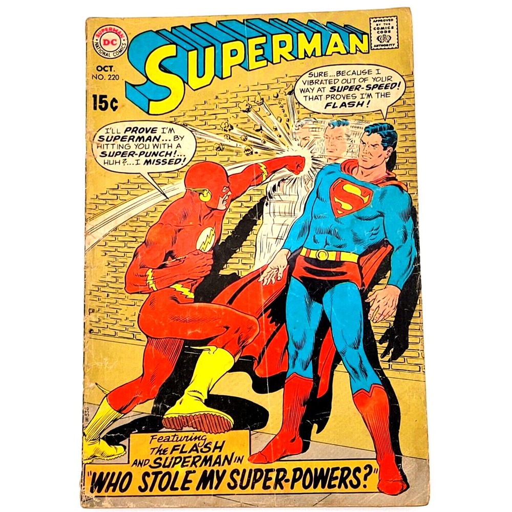 SUPERMAN #220 (1969)  / VG- / THE FLASH DC COMICS SILVER AGE 15‎ CENT